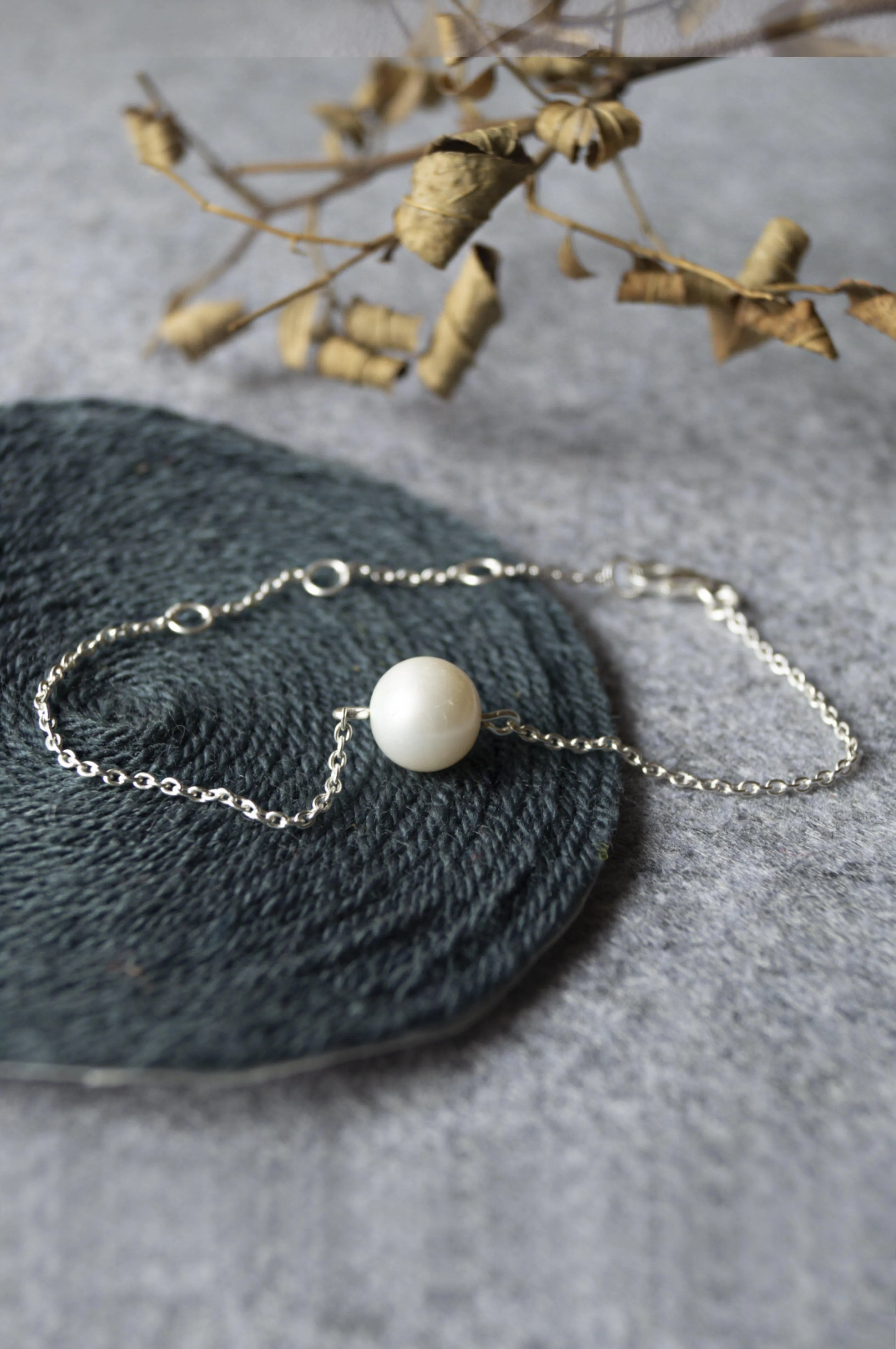 Carry Me Everywhere Pearl Blush Sterling Silver Chain Bracelet