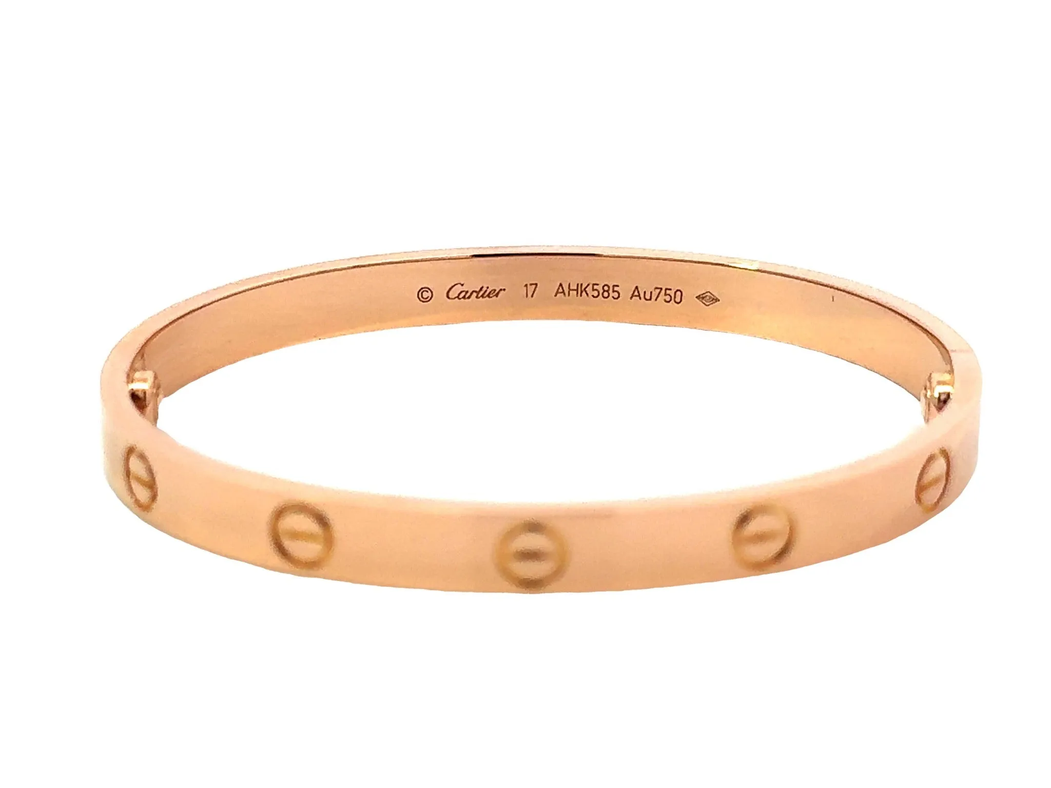 Cartier Love Bracelet 18K Rose Gold Size 17 With Box and Papers