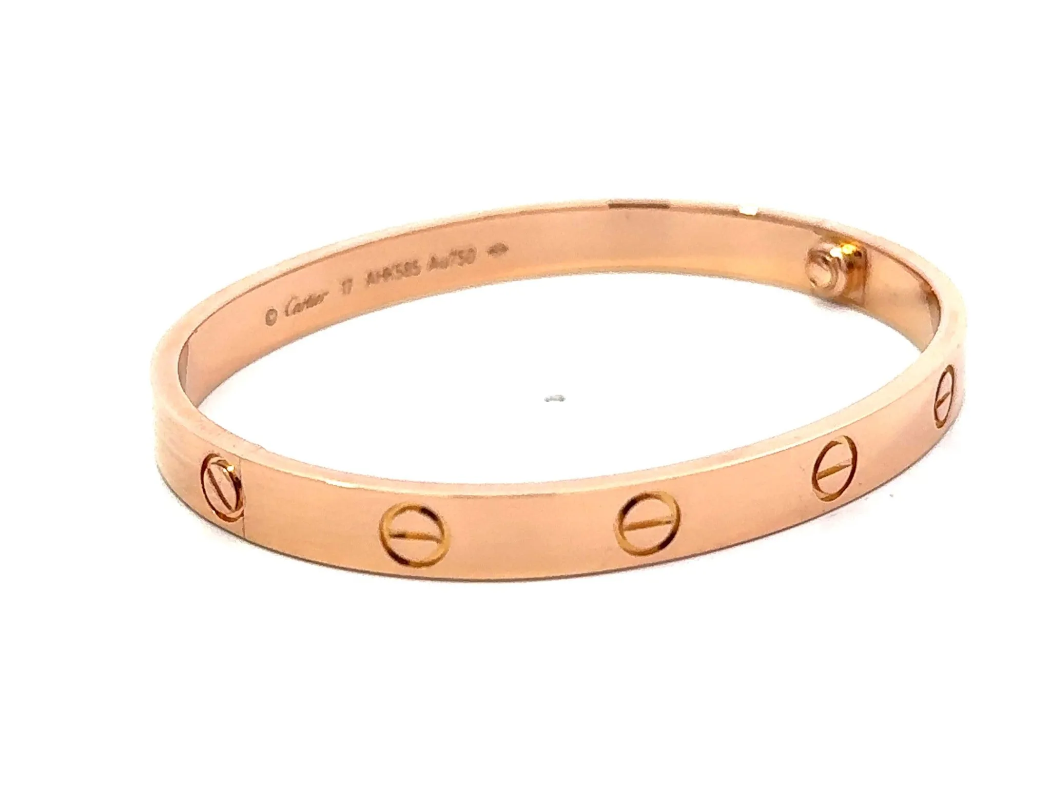 Cartier Love Bracelet 18K Rose Gold Size 17 With Box and Papers