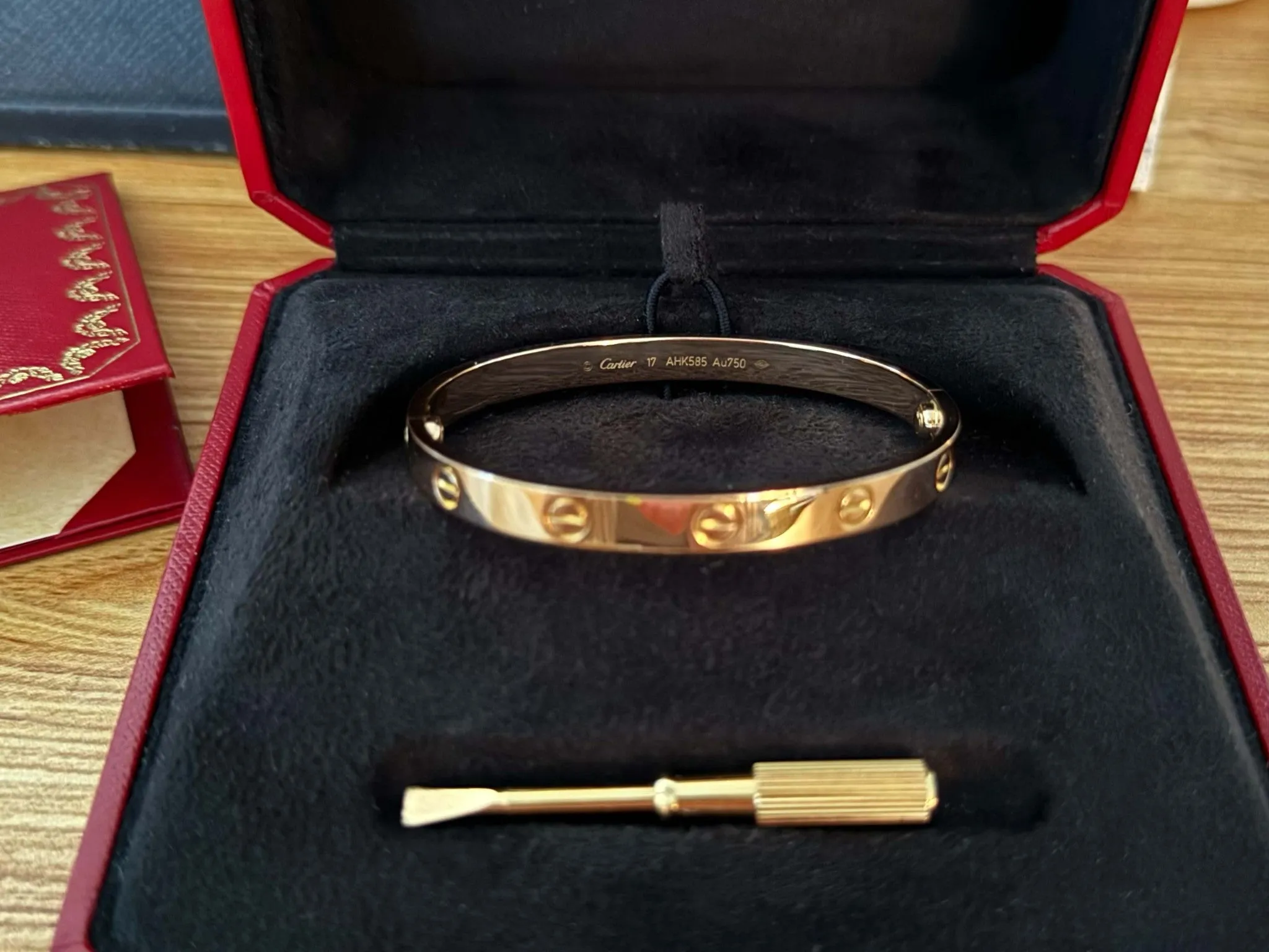 Cartier Love Bracelet 18K Rose Gold Size 17 With Box and Papers