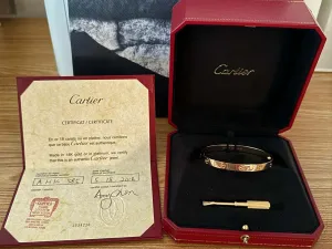 Cartier Love Bracelet 18K Rose Gold Size 17 With Box and Papers