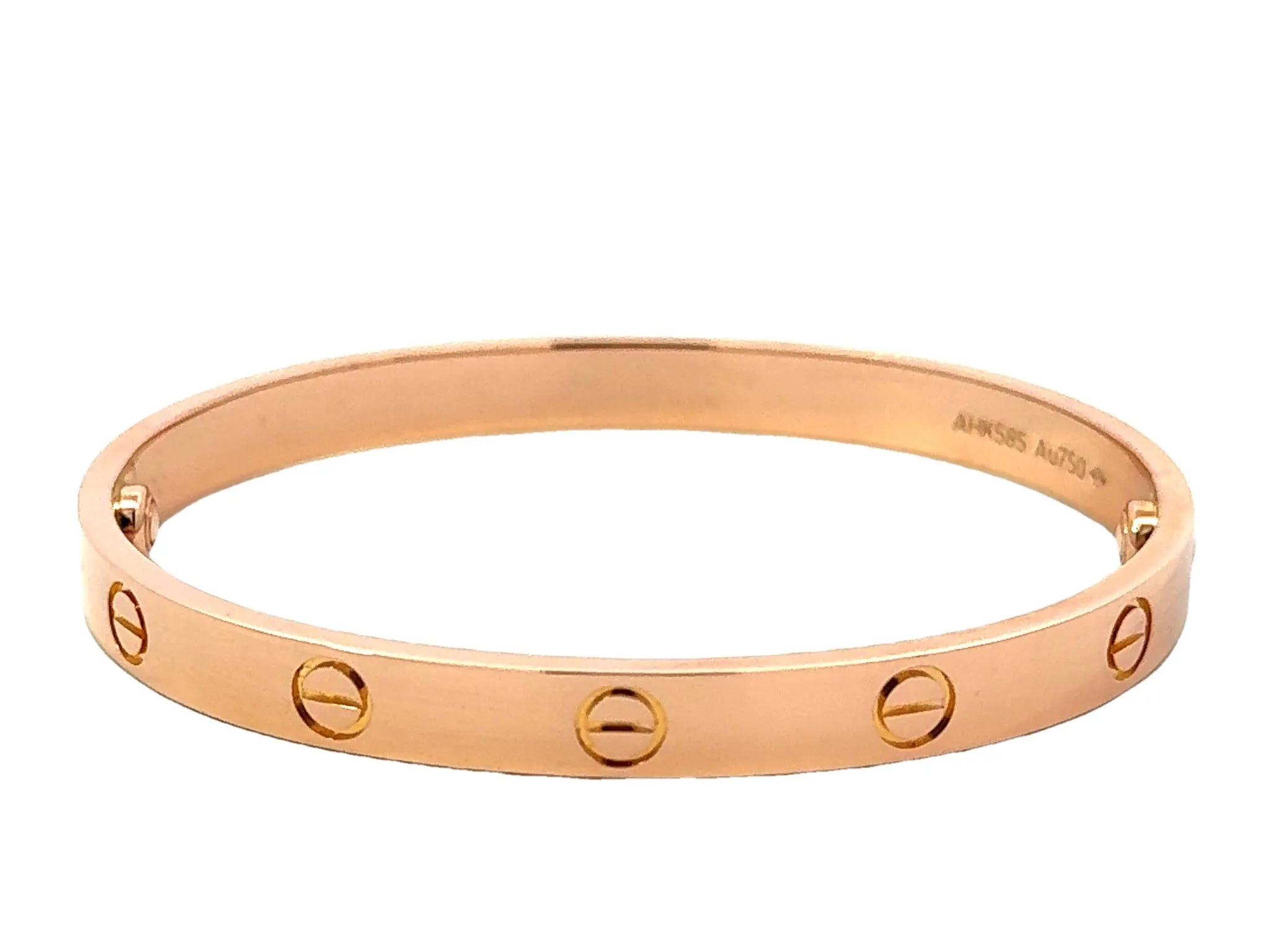 Cartier Love Bracelet 18K Rose Gold Size 17 With Box and Papers