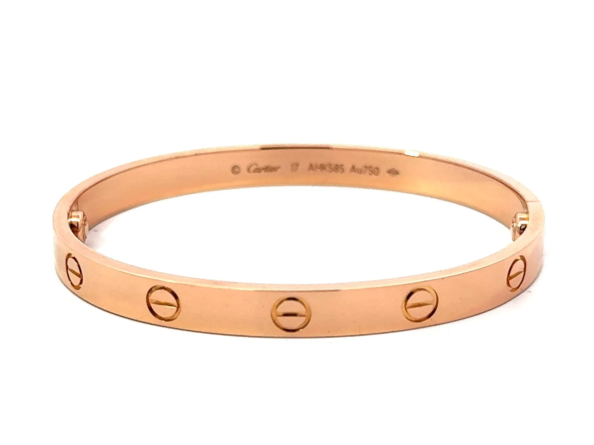 Cartier Love Bracelet 18K Rose Gold Size 17 With Box and Papers