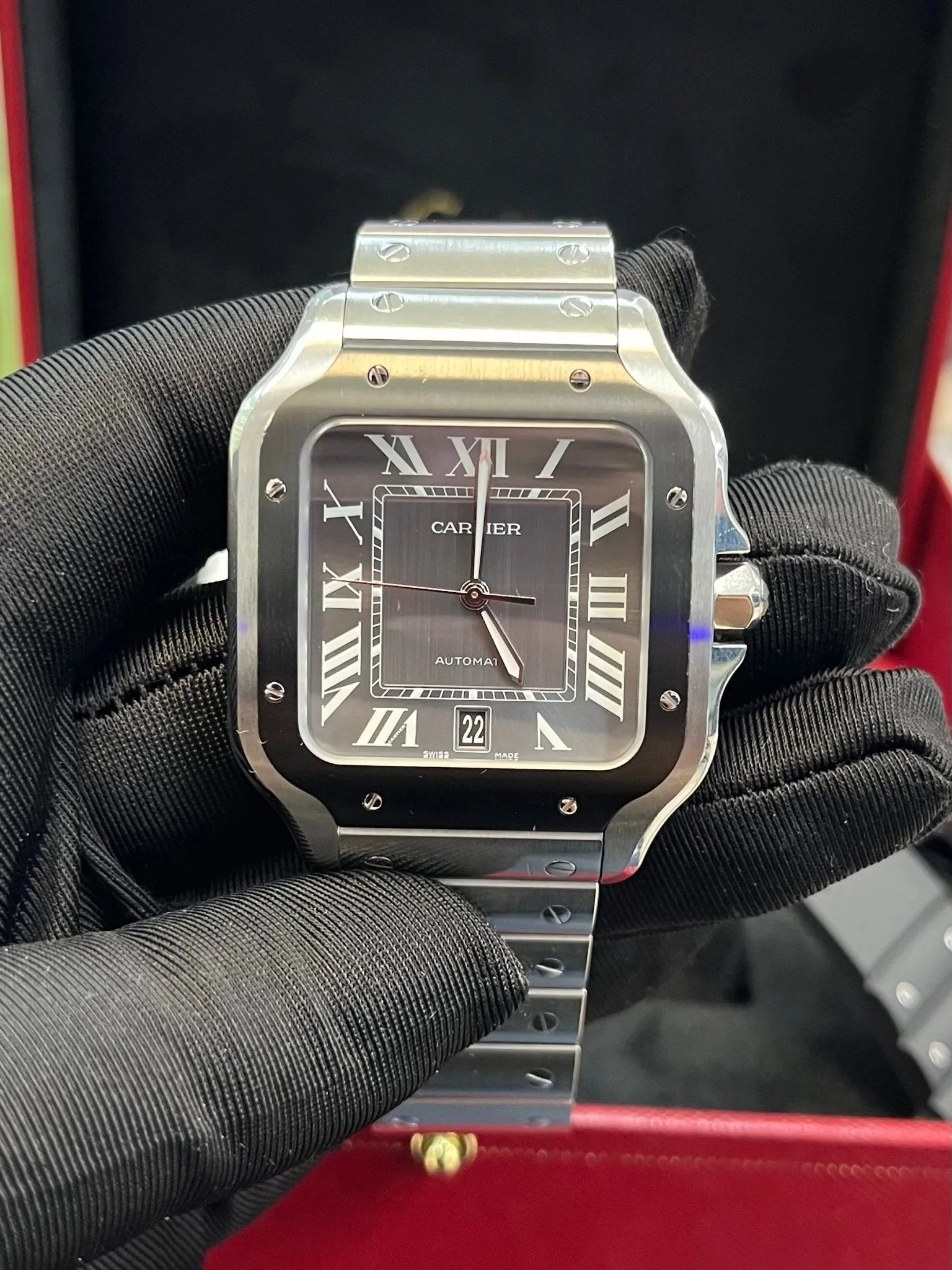 Cartier Santos De Large Automatic Grey Dial Men's Watch Santos WSSA0037
