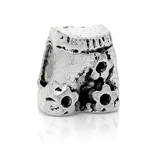 Carved Flower Pot Bead Compatible for Most European Snake Chain Bracelet