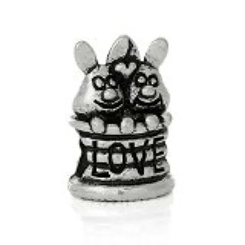Carved Love Rabbits Bead Compatible for Most European Snake Chain Bracelet