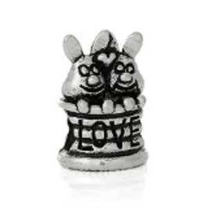 Carved Love Rabbits Bead Compatible for Most European Snake Chain Bracelet