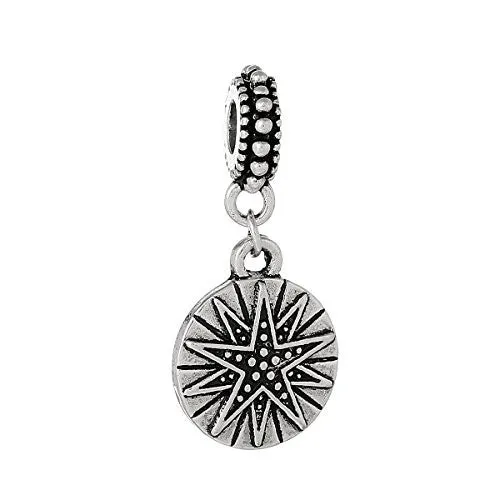 Carved Star Charm Bead Spacer for European Snake Chain Charm Bracelet