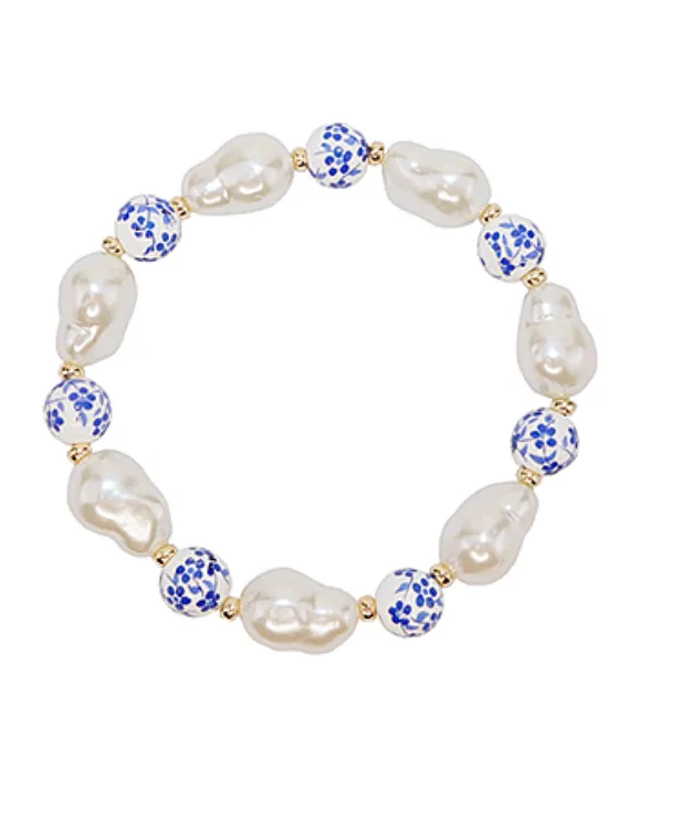 Ceramic Ball & Pearl Bracelet