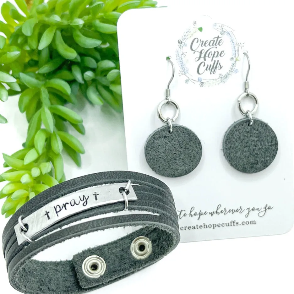 Charcoal Grey MiNi Wrap Personalized Leather Bracelet | Women Teens | Adjustable