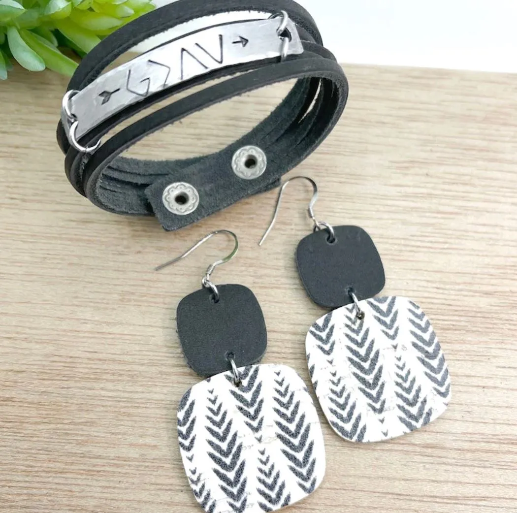 Charcoal Grey MiNi Wrap Personalized Leather Bracelet | Women Teens | Adjustable