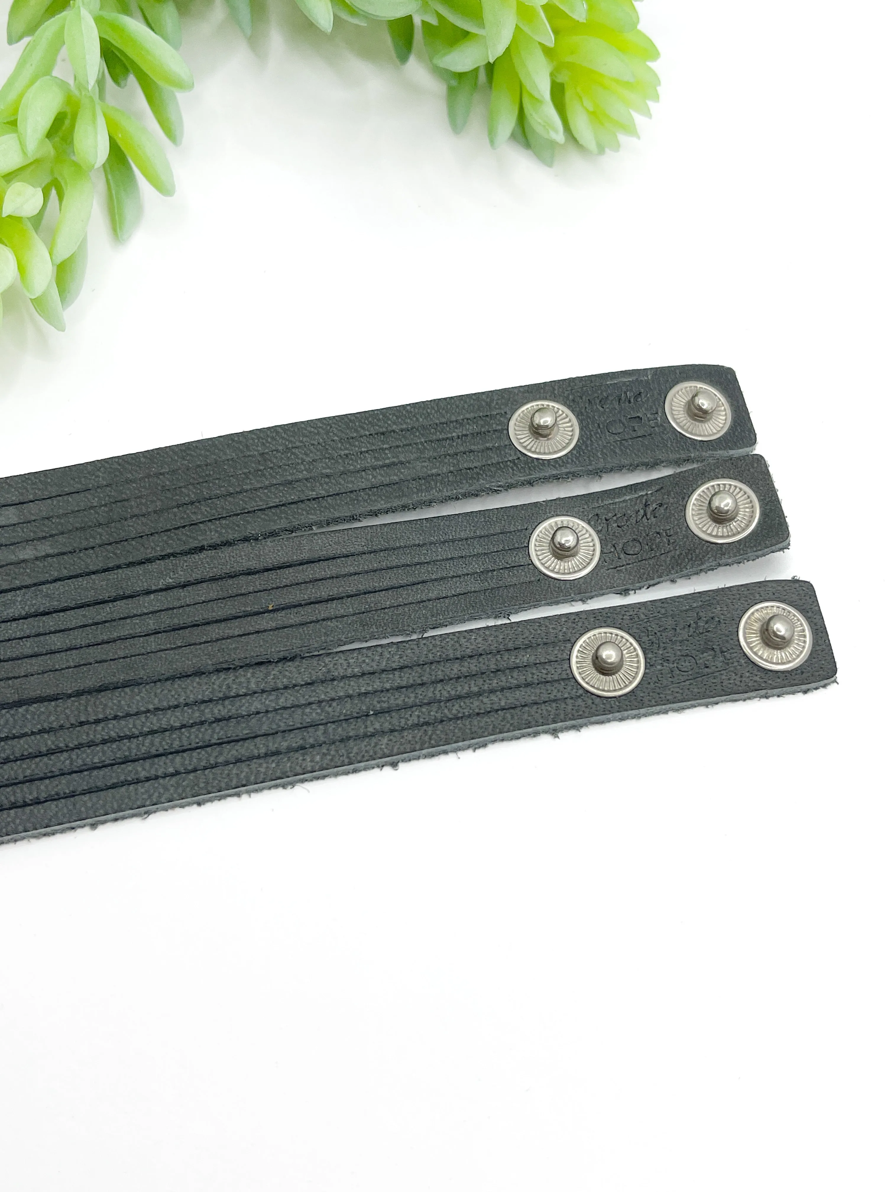 Charcoal Grey MiNi Wrap Personalized Leather Bracelet | Women Teens | Adjustable