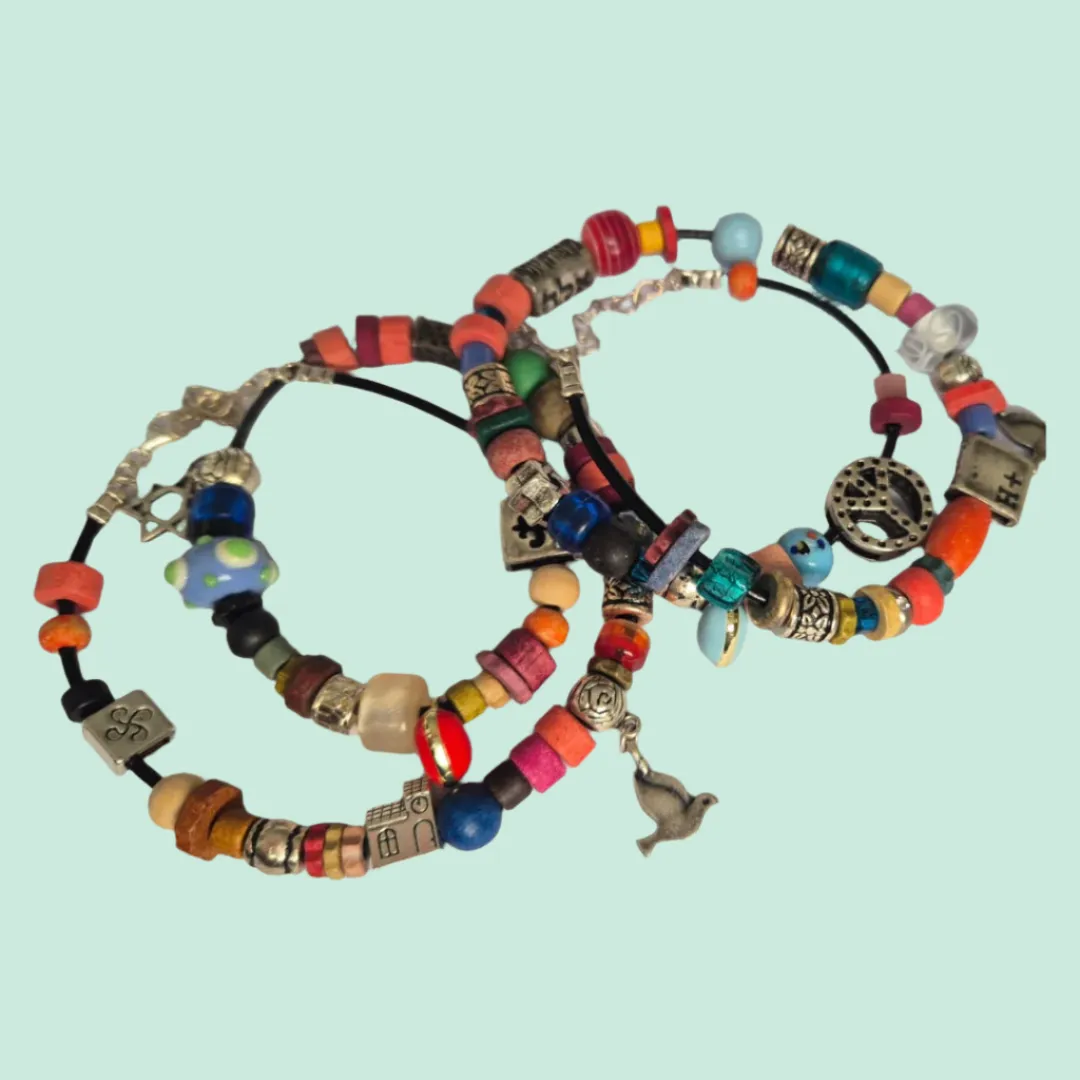 Charms bracelet  star of David wrapped bracelet on a leather cord