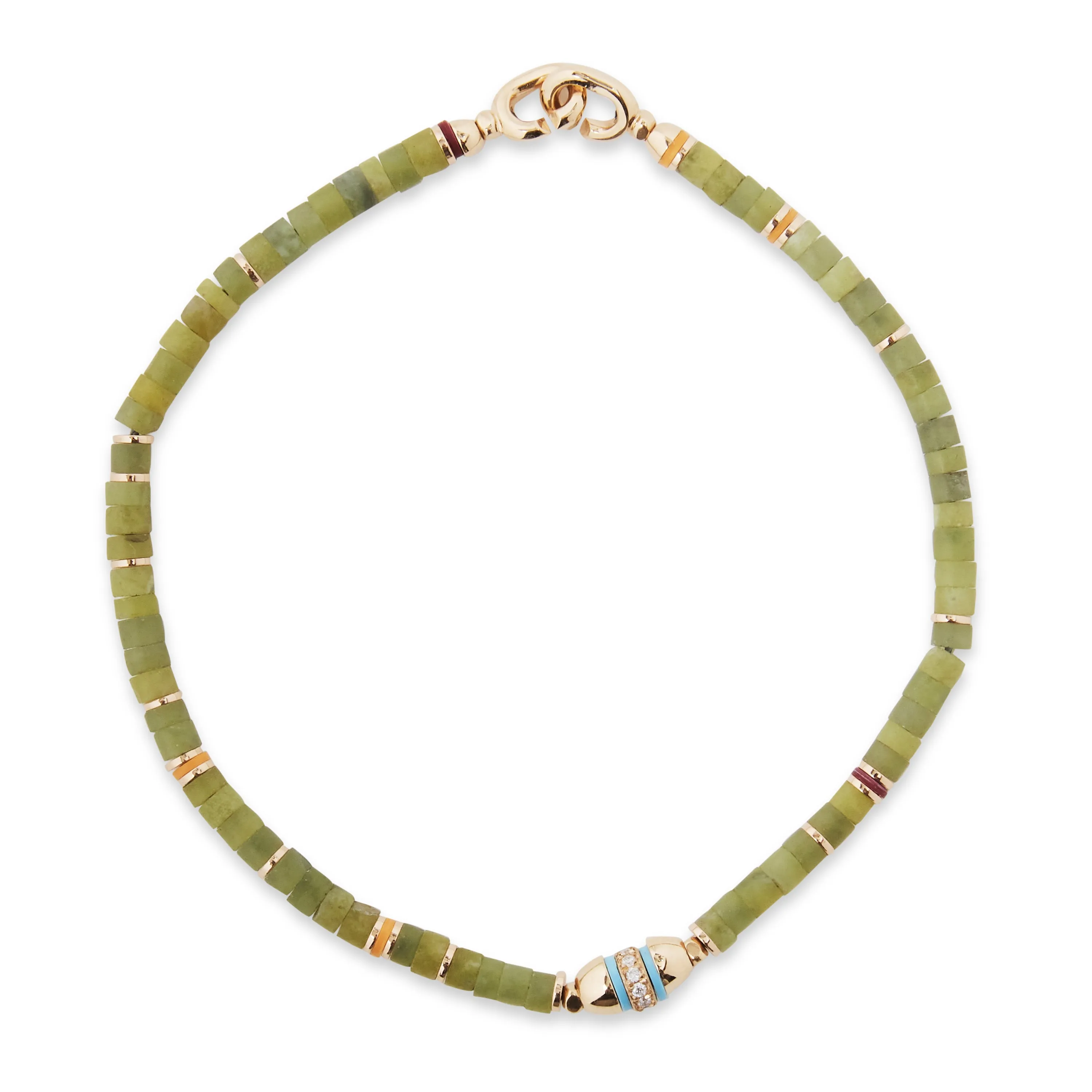 Cherish Bracelet | Afghan Jade | Pave Detail | Yellow Gold