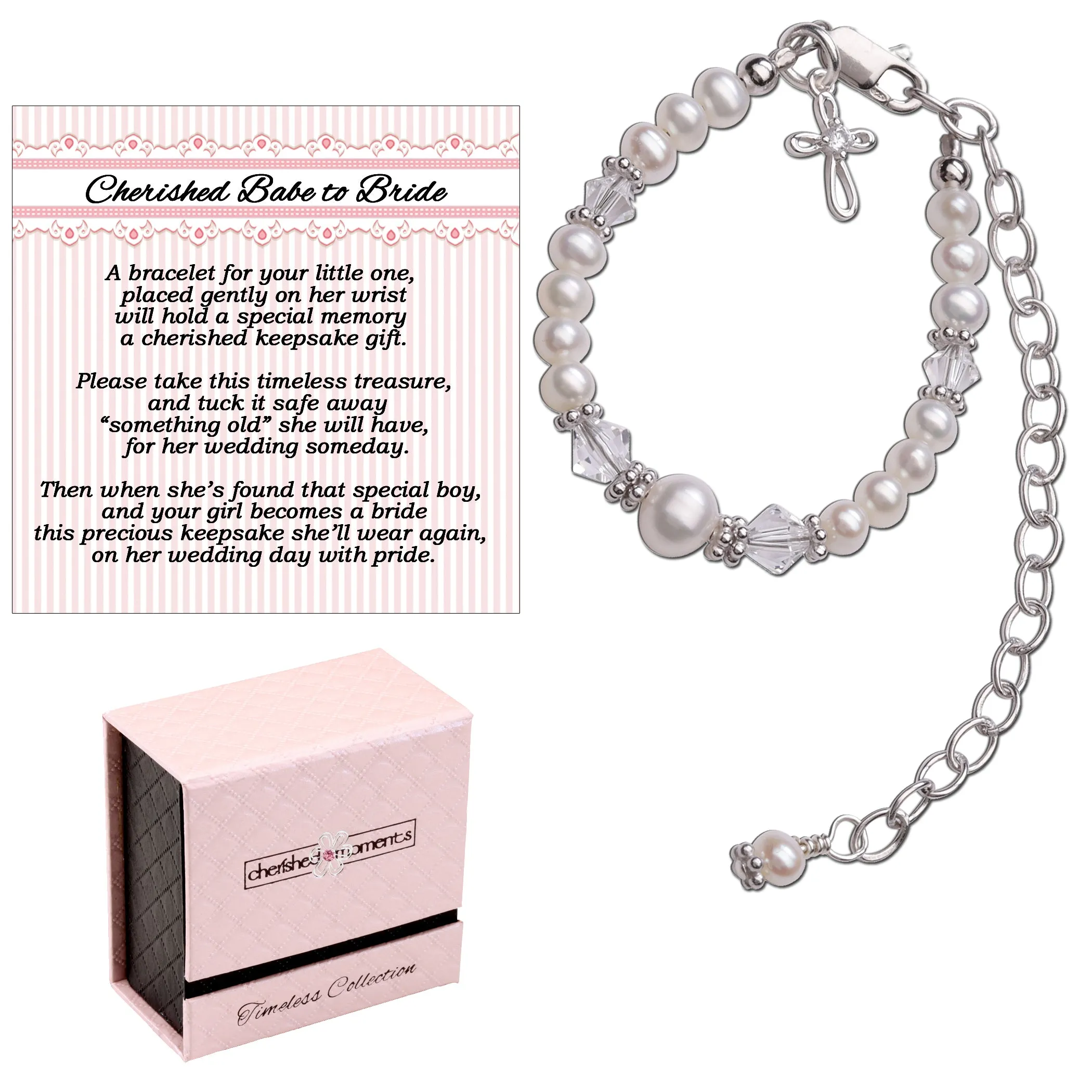 Cherished Babe to Bride Sterling Silver Cross Baby Bracelet