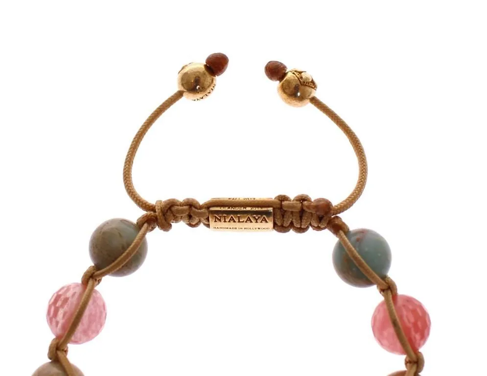 Cherry Quartz Opal CZ 18K Gold 925 Silver Bracelet