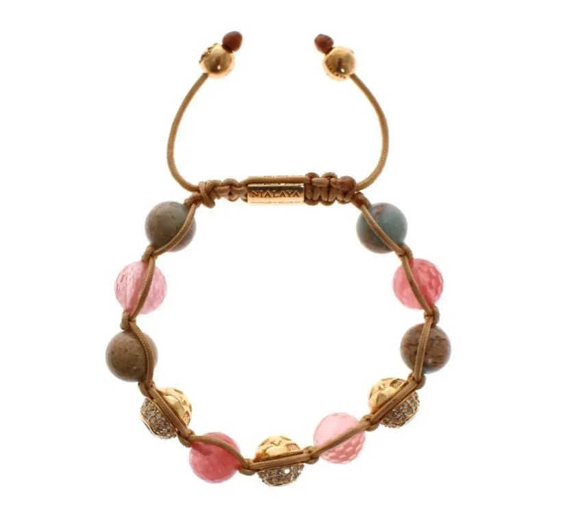 Cherry Quartz Opal CZ 18K Gold 925 Silver Bracelet