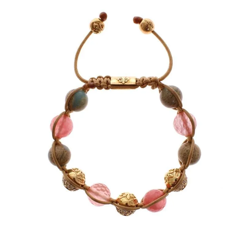 Cherry Quartz Opal CZ 18K Gold 925 Silver Bracelet