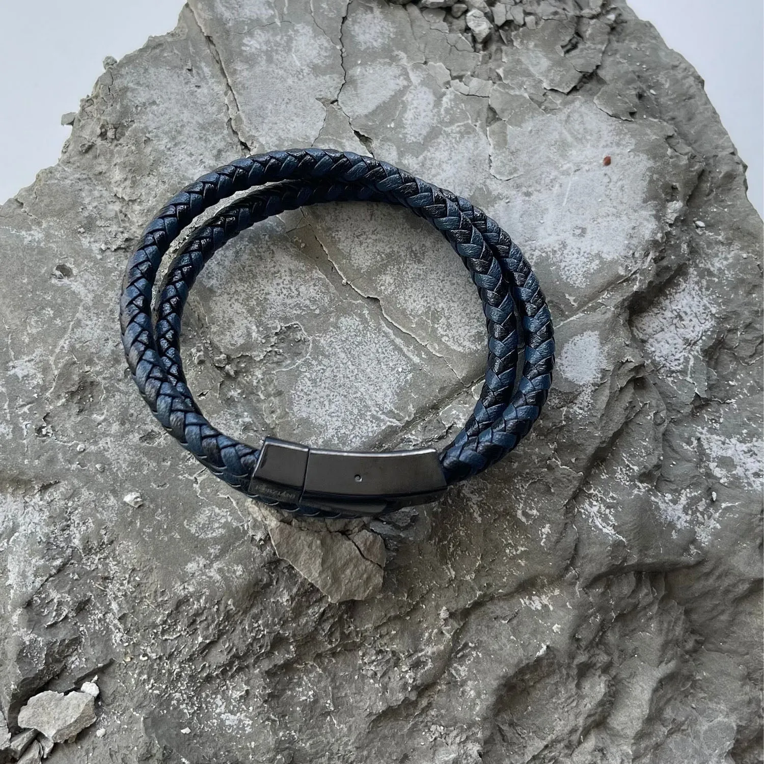 Chevron Braided Italian Leather Wrap Bracelet