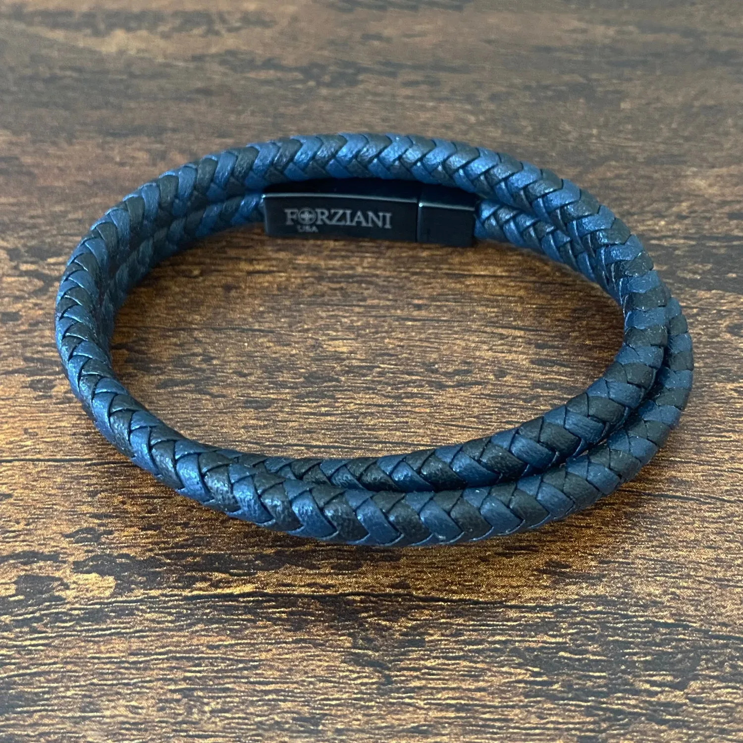 Chevron Braided Italian Leather Wrap Bracelet