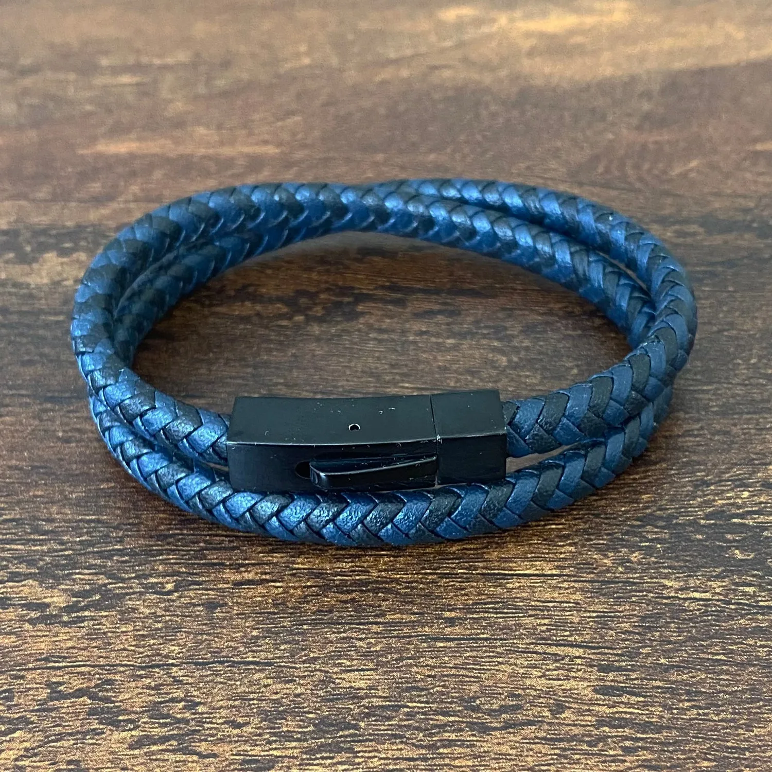 Chevron Braided Italian Leather Wrap Bracelet