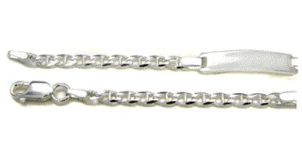 Children's Bracelets:  Sterling Silver, Sturdy, Italian, Marina ID Bracelets for Children with Gift Box