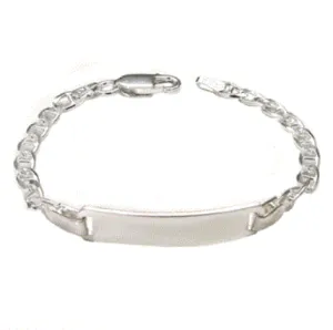 Children's Bracelets:  Sterling Silver, Sturdy, Italian, Marina ID Bracelets for Children with Gift Box