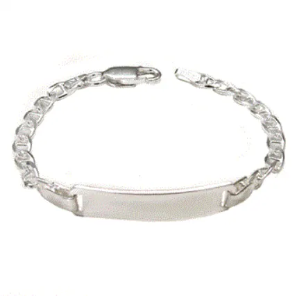 Children's Bracelets:  Sterling Silver, Sturdy, Italian, Marina ID Bracelets for Children with Gift Box