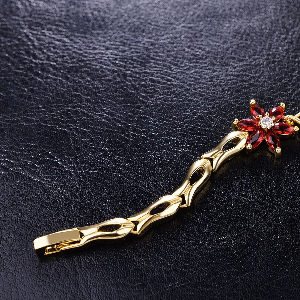 China Factory Flower Iced Out Brass  Gold Plated Cubic Zircon Fancy Bracelets For Women Girls
