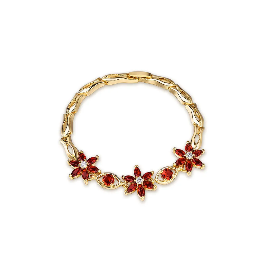 China Factory Flower Iced Out Brass  Gold Plated Cubic Zircon Fancy Bracelets For Women Girls