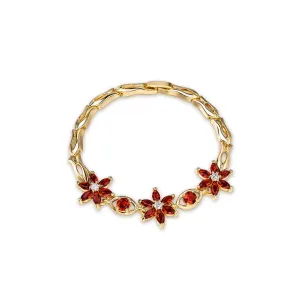 China Factory Flower Iced Out Brass  Gold Plated Cubic Zircon Fancy Bracelets For Women Girls