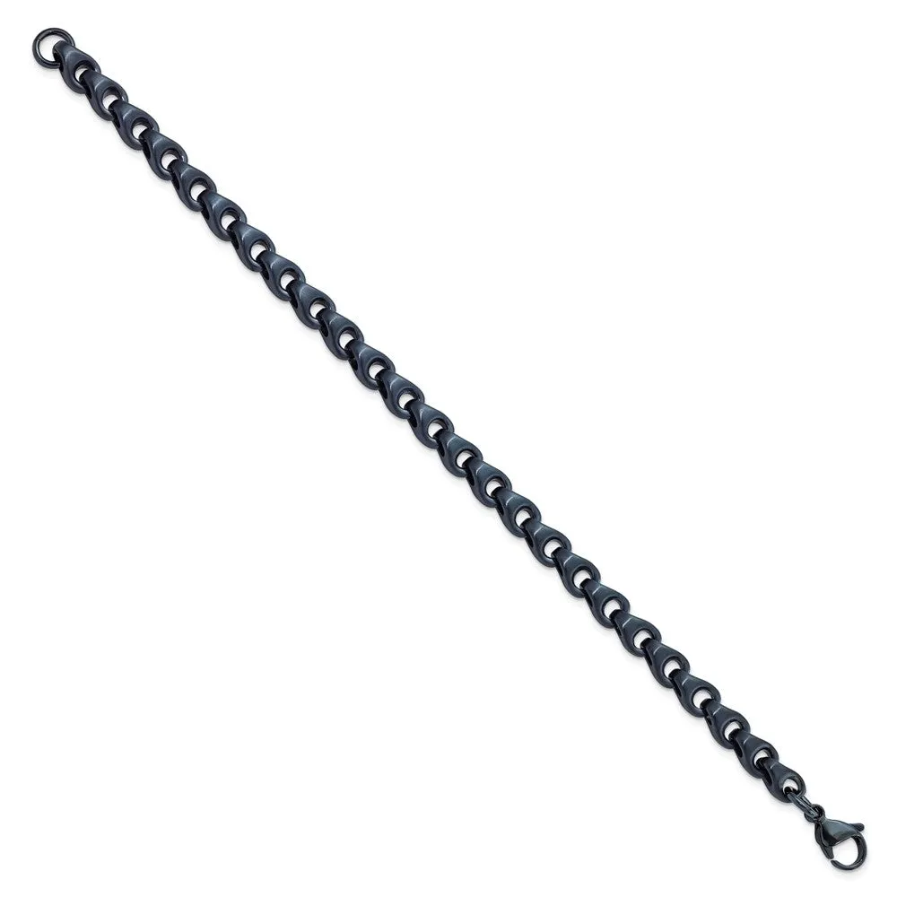 Chisel Stainless Steel Brushed Dark Grey/Blue IP-plated 5.75mm 8.5 inch Bracelet