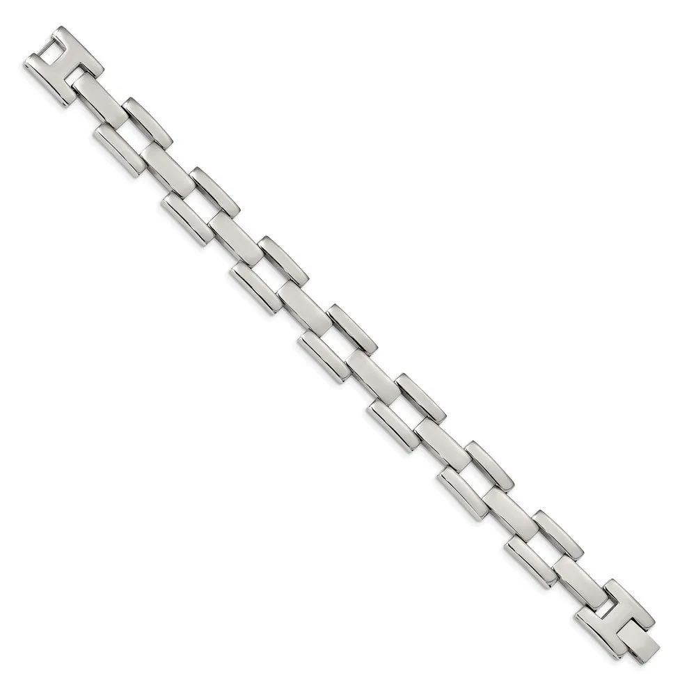Chisel Stainless Steel Polished 8.5 inch Open Square Link Bracelet