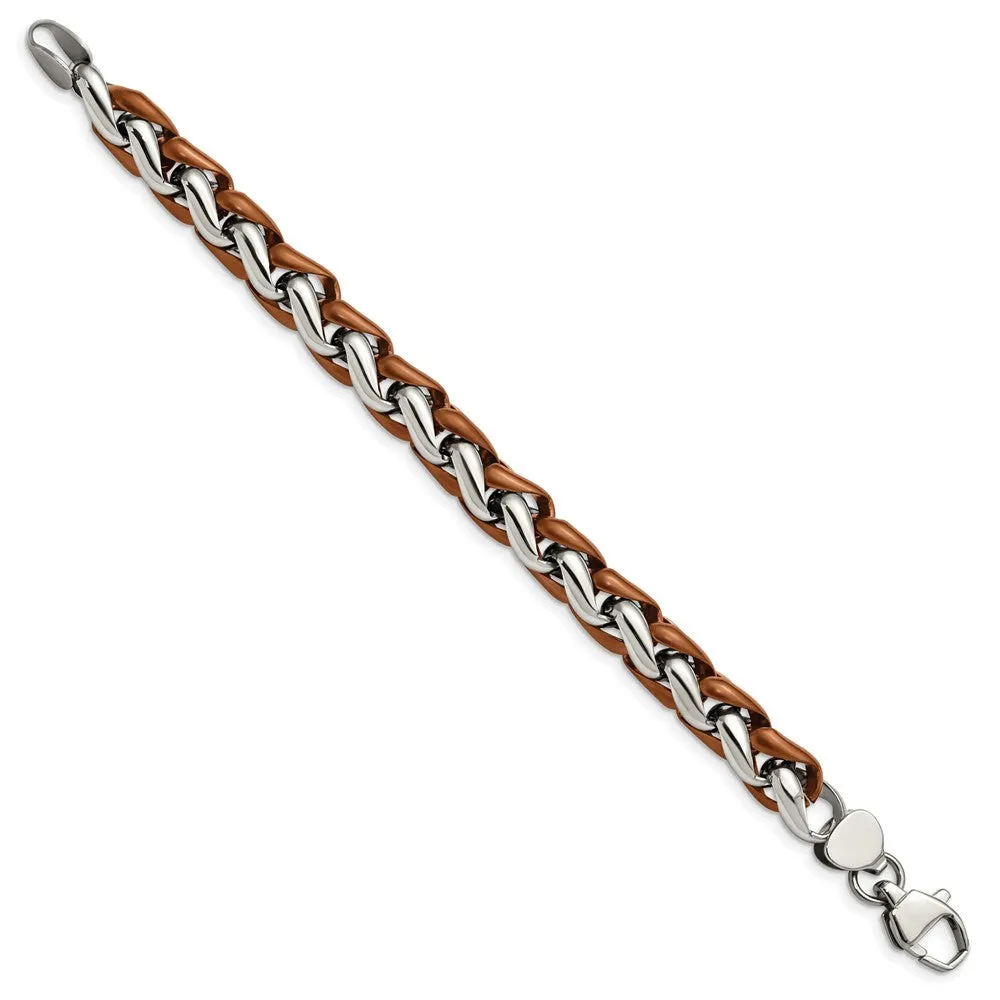 Chisel Stainless Steel Polished Brown IP-plated 8.25 inch Bracelet