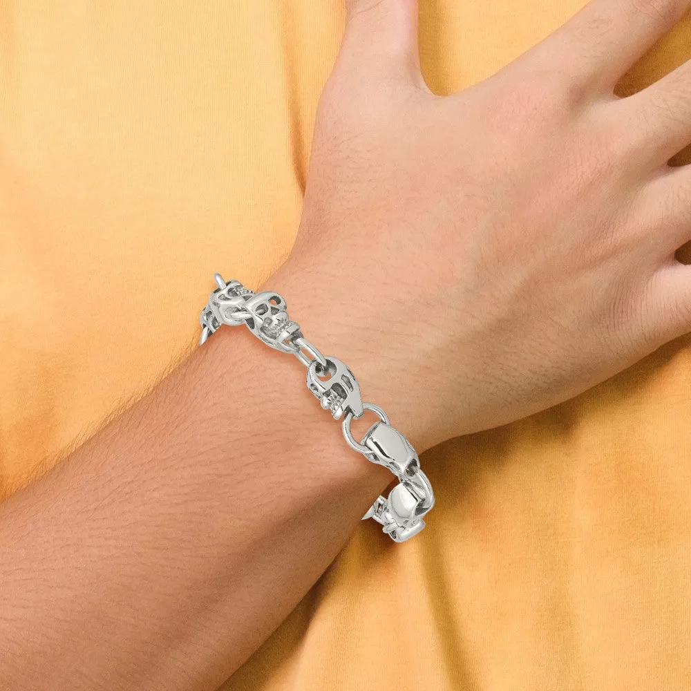 Chisel Stainless Steel Polished Skull Link 8.75 inch Bracelet