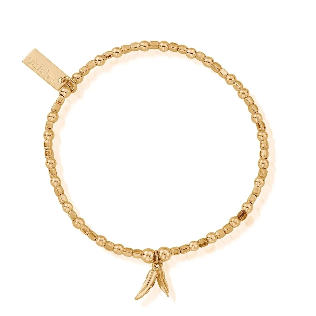 ChloBo Mini Cube Double Feather Bracelet - Gold
