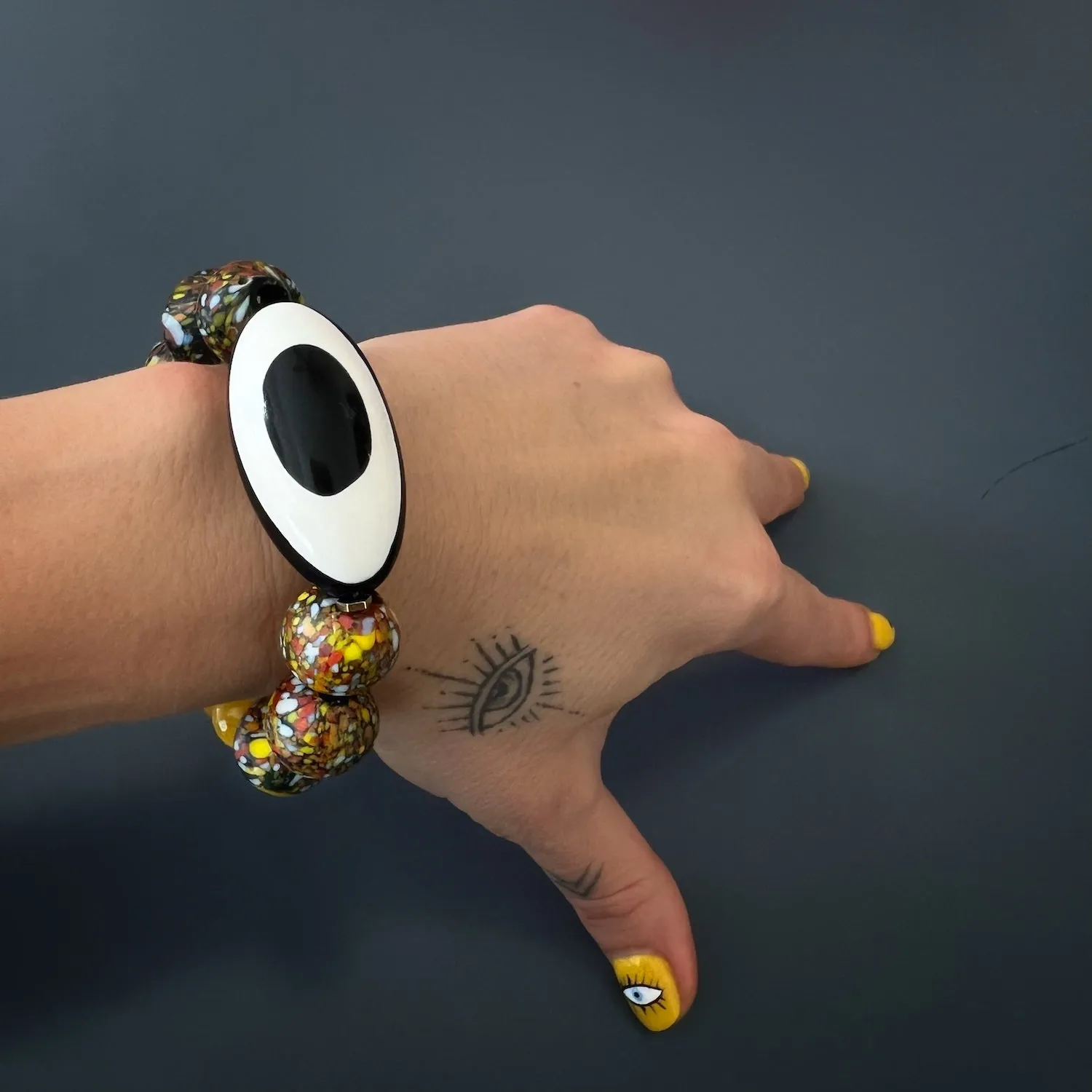 Chunky Evil Eye African Beaded Bracelet