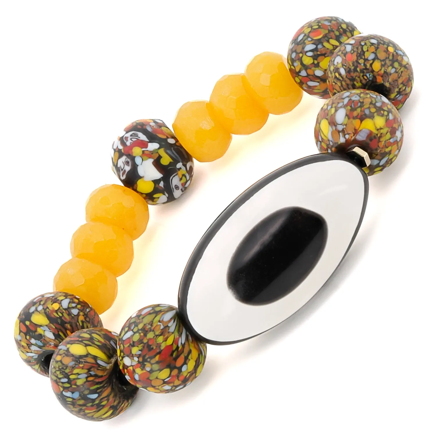 Chunky Evil Eye African Beaded Bracelet