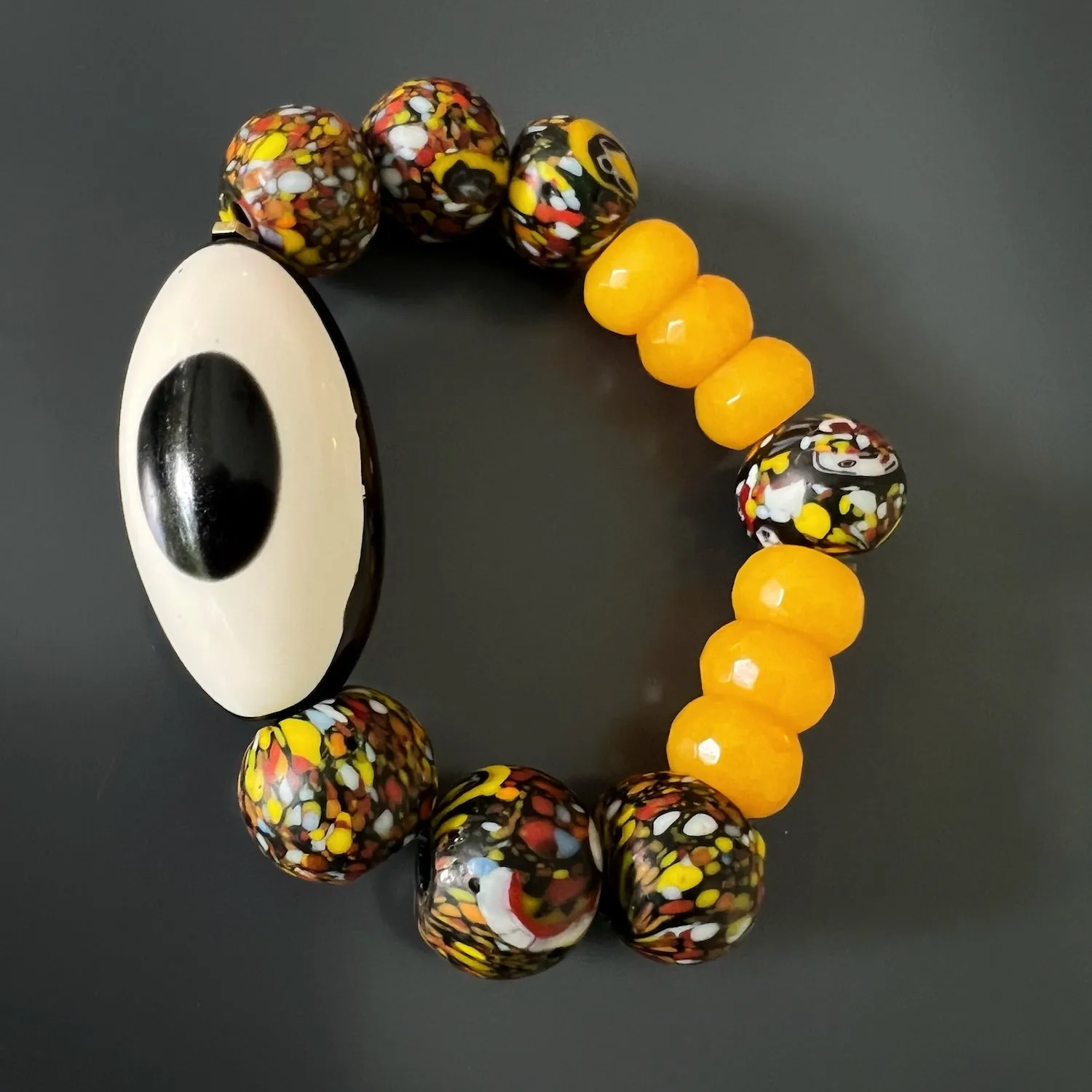 Chunky Evil Eye African Beaded Bracelet