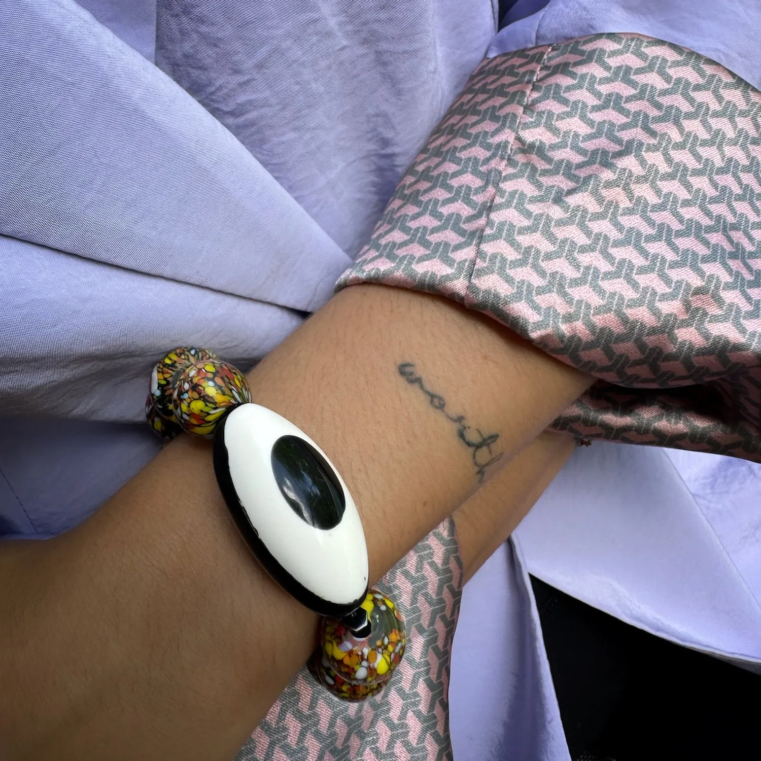 Chunky Evil Eye African Beaded Bracelet