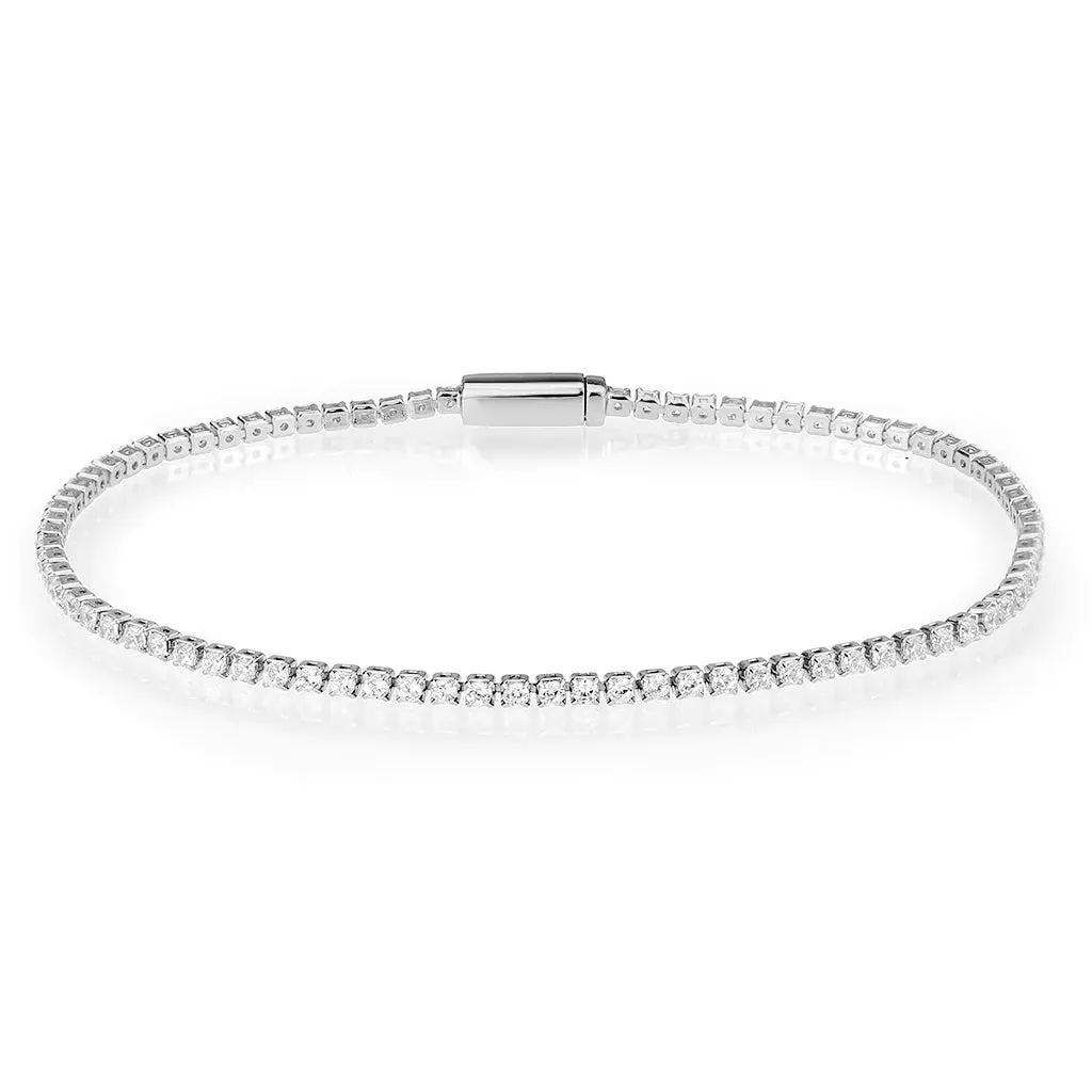 CJ1679 Wholesale Women's Clear AAA Grade CZ Rhodium Brass Bracelet