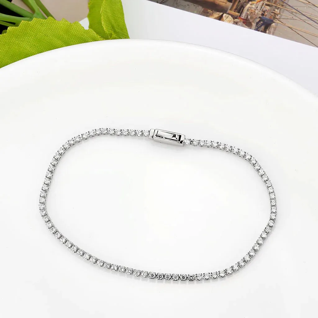 CJ1679 Wholesale Women's Clear AAA Grade CZ Rhodium Brass Bracelet
