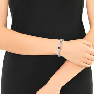 Classic Chain 7.5MM Bracelet in Silver with Gemstone