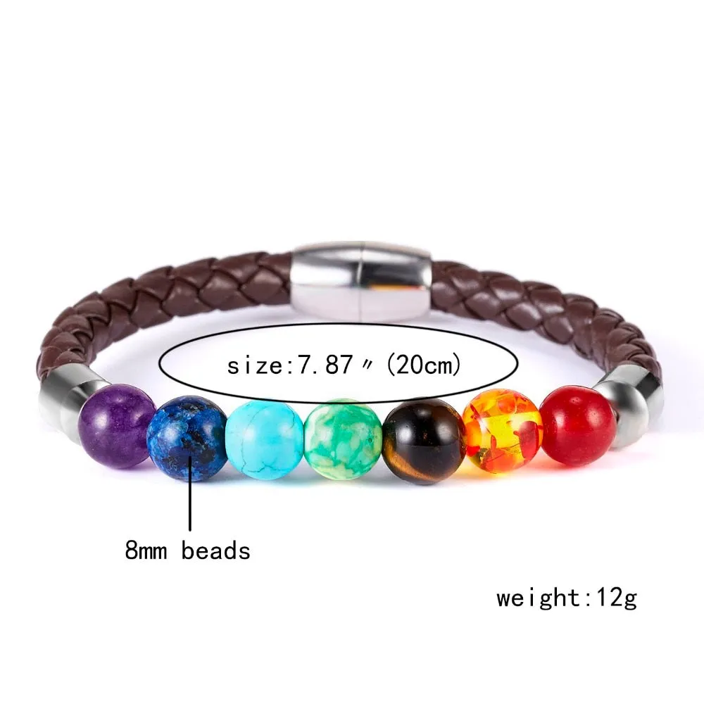 Classic Colorful Seven Chakras Natural Stone Bead