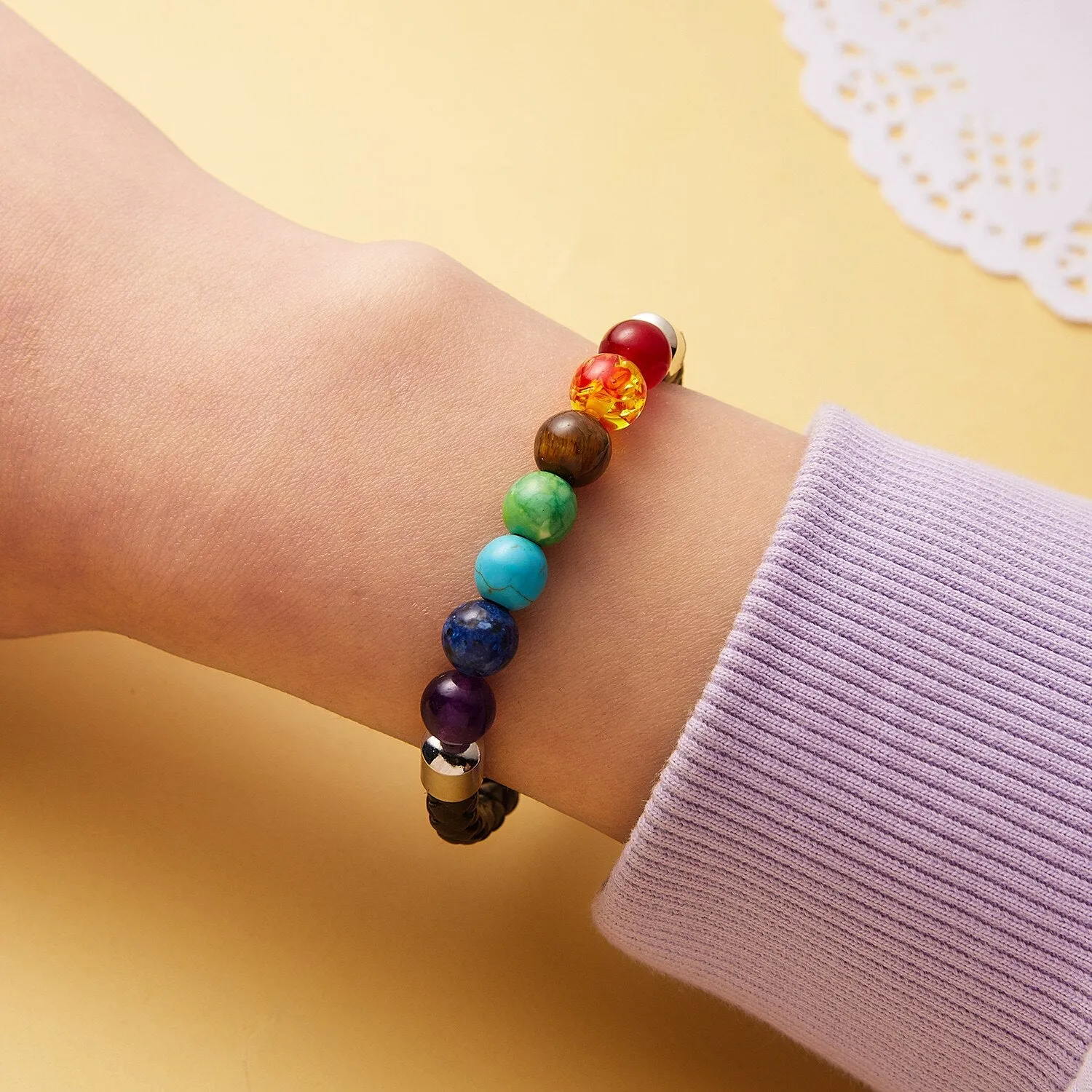 Classic Colorful Seven Chakras Natural Stone Bead