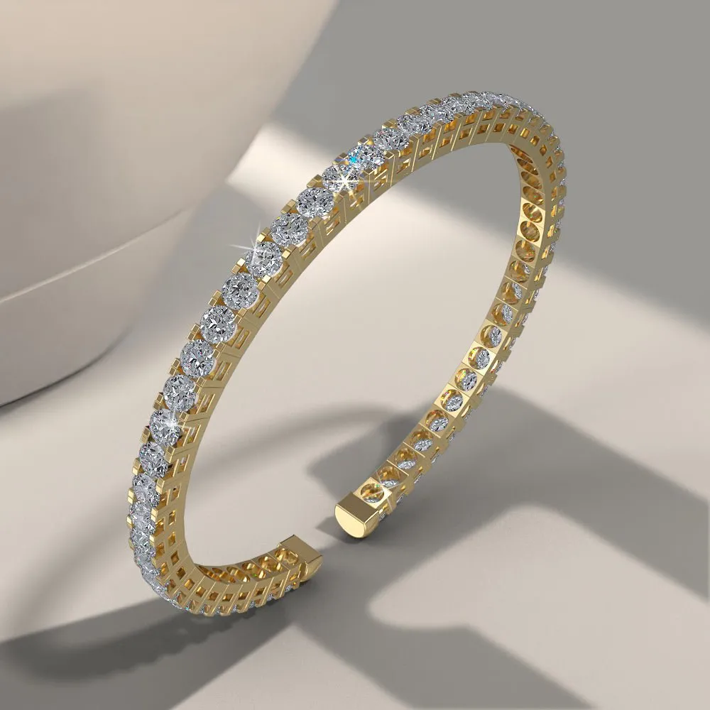Classic Four Prong Flexible Lab-Grown Diamond Bangle with 2.31 ct.(finished) 2mm