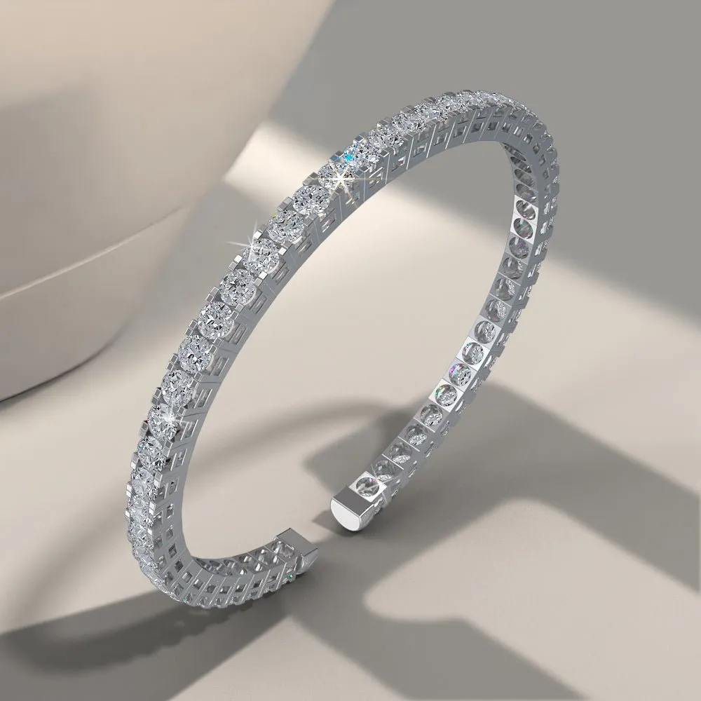 Classic Four Prong Flexible Lab-Grown Diamond Bangle with 2.31 ct.(finished) 2mm