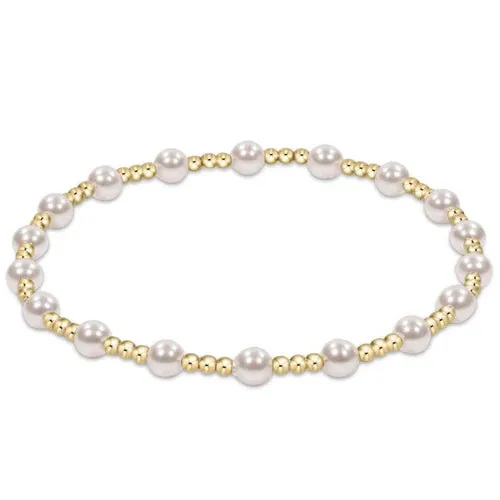 Classic Gold Sincerity Pattern 4mm Bead Bracelet - Pearl