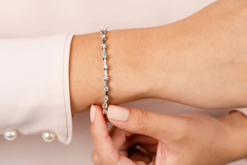 Classic Solid Rectangle Link Lab-Grown Diamond Bracelet with 3.00 ct.(finished) 3.2mm