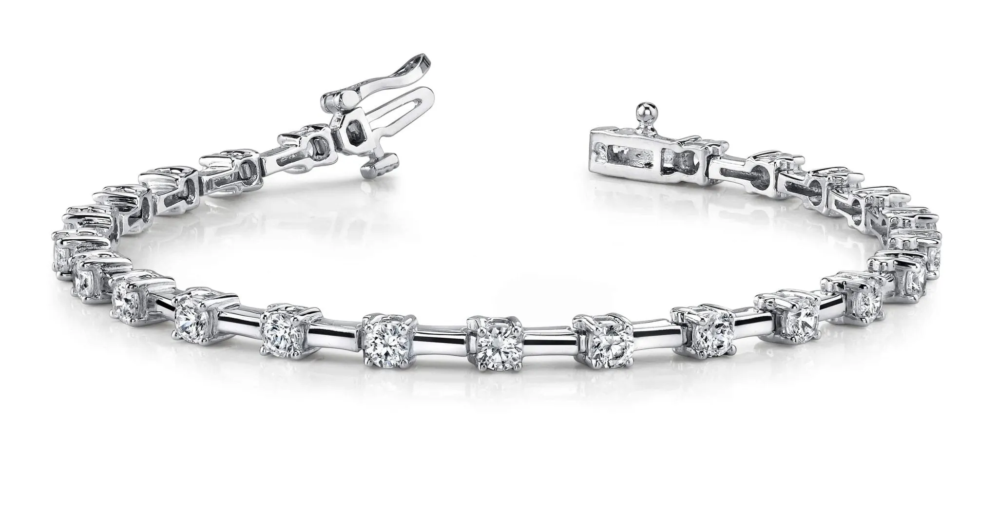 Classic Solid Rectangle Link Lab-Grown Diamond Bracelet with 3.00 ct.(finished) 3.2mm